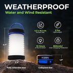 Kizen Outdoor Solar Lantern - Solar or Plug Rechargeable Lantern - Collapsible LED Light for Power Outages - Camping Essential Lamp for Tent Light, Hanging, or Flashlight