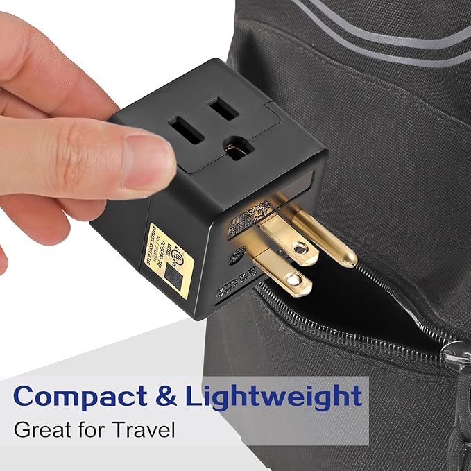 3 Outlet Wall Adapter UL Listed 3 Outlet Power Cube Tap, 3-Prong Outlet Splitter, Multi Plug Outlet Grounded Indoor, 3 Way Plug Adapter, Outlet Extender for Home or Travel (Black, 3 Pack)