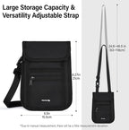 Hanke Passport Holder, Travel Wallet for Womens and Men, Neck Wallet Hidden Passport Pouch for Travel Adjustable Lightweight Thin with 6 compartments (Black)