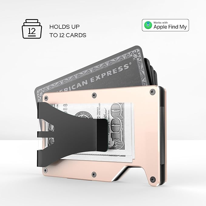 Air Wallet, Built-in Tracker Slim Wallet, Smart Wallet with Money Clip, Compatible with FindMy Network(iOS Only), Anti-Theft Card Holder, *Gift for Men (Tracker Wallet, khaki)