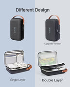 Luxtude Charger Organizer Travel Case, Double Layer Electronics Organizers, Hard Shell Zipper Case for Electronics, Travel Essentials, Black (External Size 8.5 x 5.9 x 3.1 Inch)