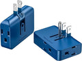 2-Pack Blue Outlet Splitter with 3 Prong Plug Extender - 3 Plug Wall Adapter, Converts 2 to 3 & 3 to 2 Prong, Ideal for Multiple Outlet Wall Plug Needs suitable for air travel/fits in carry-on luggage