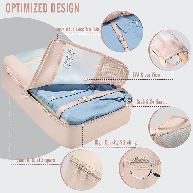 Veken 8 Set Packing Cubes, Cruise Ship Travel Essentials Accessories for Beach Vacation, Personalized Gifts for Women Mom Her, Suitcase Organizer Bags for Luggage with Hanging Toiletry Bag
