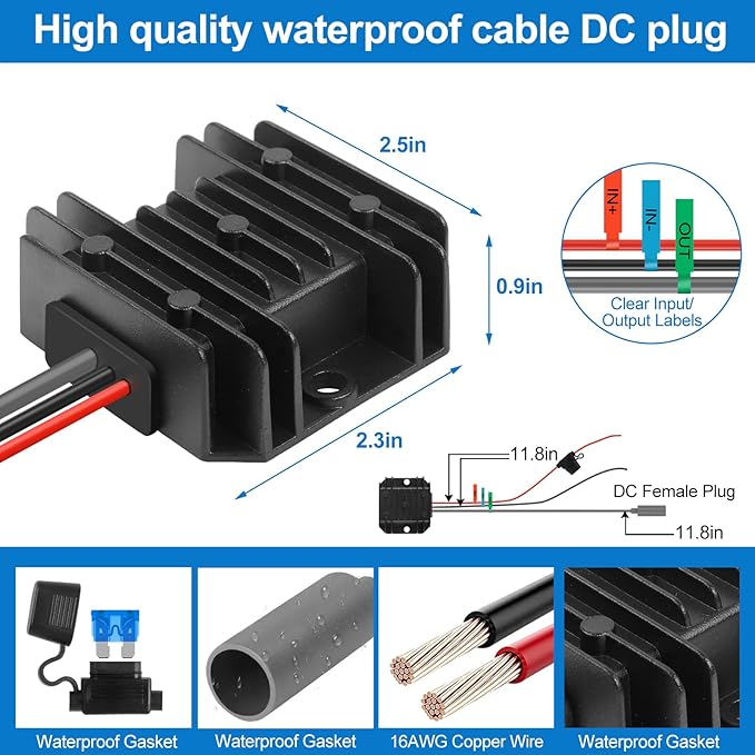 Starlink Mini Power Supply Starlink Mini 12V Adapter 12V/24V to 30V 3.5A, Waterproof DC Step Up Converter with Female Plug 9-28V Input for RV/Off-Grid/Marine, Starlink Mini Accessories