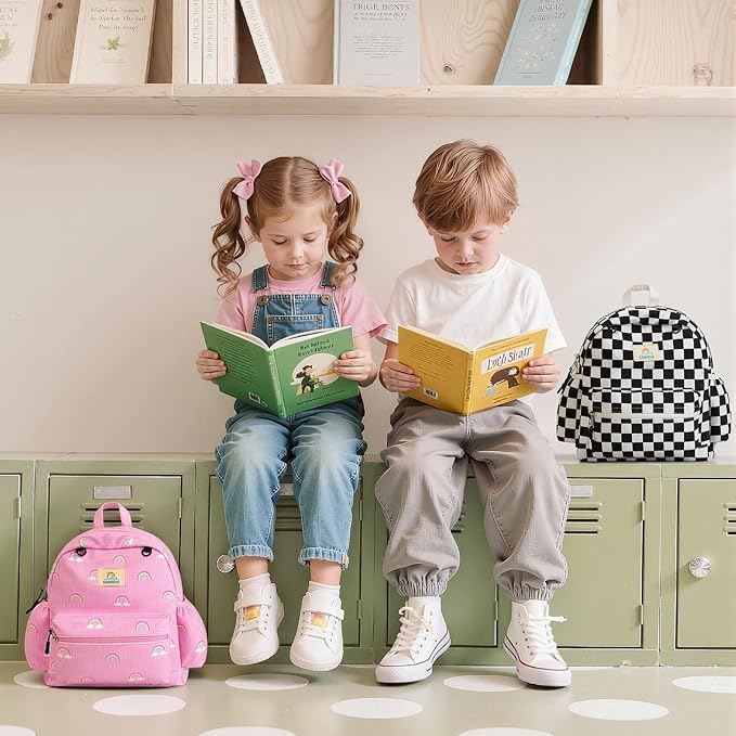 STEAMEDBUN Corduroy Toddler Backpack for Girls 2-4: Kids backpack for Girls - 12 inch Preschool Kindergarten Backpacks - Rainbow