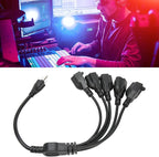 Extension Cord Splitter, 3 Prong 1 to 5 Outlet Splitter, 16AWG 18AWG 5 Way Outdoor Outlet Extender for Computer LED Stage Light