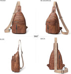 LATMAP 7L Sling Bag For Women Men Backpack Fanny Pack Crossbody Chest Travel Shoulder Belt Bags Purse Handbag PU Leather