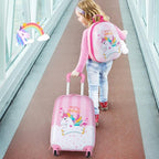 Goplus 2PC Kids Luggage, 12" & 16" Kids Carry On Luggage Set with 4 Spinner Wheels, Lightweight Rolling Spinner Suitcase for Children Toddlers Boys and Girls Travel