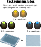 Silicone Earbud Tips for Most In-Ear Earbuds (Inner Hole 3.8mm -5.1mm) - 9 Pairs S M L