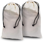 ZENPAC Travel Shoe Bag, Beige Duster Flannel Pouch Drawstring Closure, Washable Breathable Cotton Fabric for Cowboy Boot Storage, Luggage, 12x17, 2 Pack