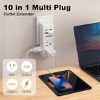Multi Plug Outlet Extender, 4USB Wall Charger, Wall Plug Splitter with 6 Outlets 450J Electrical Power Expander with Surge Protector,Spaced for Travel,Home, Office, White 2Pack