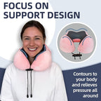 Travel Pillow with Extra Large Hood for Airplane Long Flights Privacy and Comfort Memory Foam with Velvet Cover for Road Trip Head&Neck Support for Plane Office Cars Sleeping & Rest (Pink)