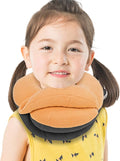 BUYUE Kids Travel Pillows for Airplane, Memory Foam 360° Head Support Sleeping Essentials for Long Flight, Skin-Friendly Soft Neck Pillow for Traveling in Car Seat, (Small, Orange Grey, 40-90 lbs)