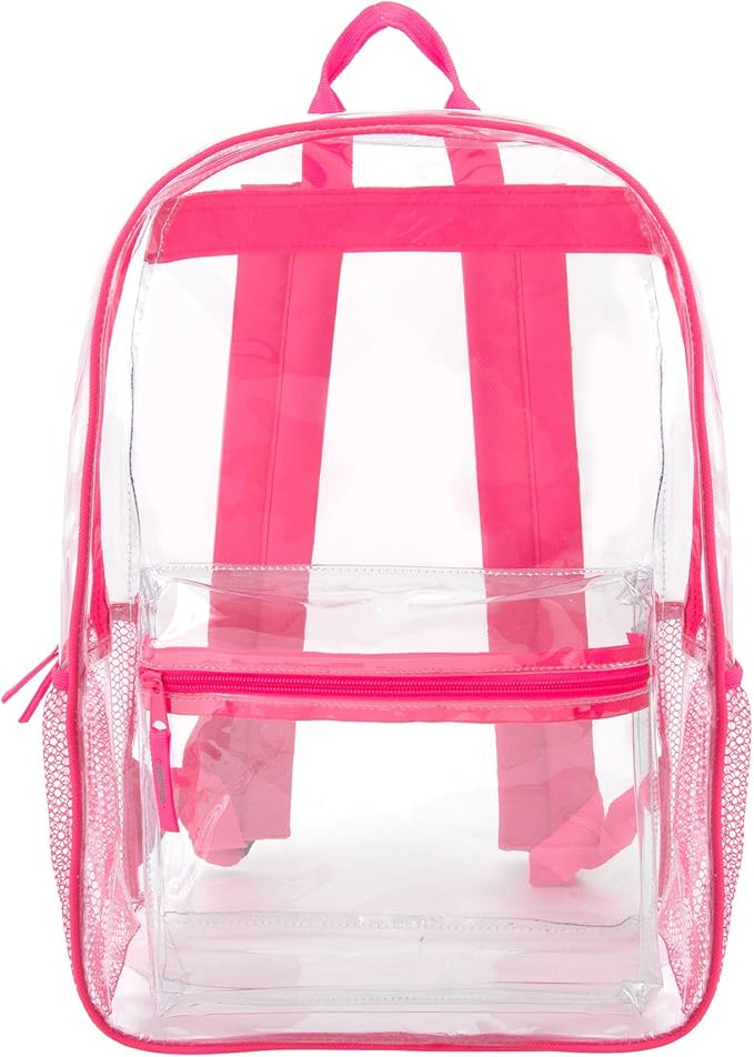 Trail maker Clear Backpack Heavy Duty with Padded Straps, Side Pockets for Kids, Boys, Girls, School, Stadium Approved Events