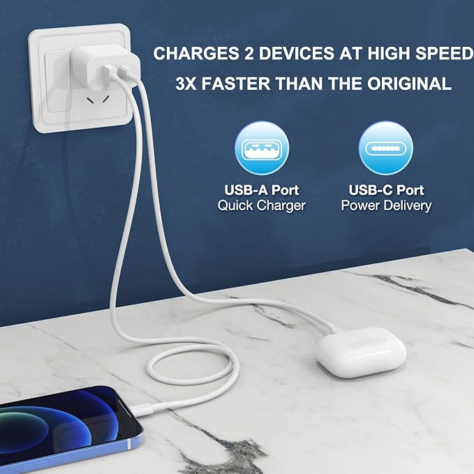 4 Pack i Phone 17 16 15 14 USB C Charger Block, iGENJUN 20W Dual Port QC + PD 3.0 Power Adapter Wall Charger, Double Fast Plug Charging Brick for i Phone 17/17 Pro/16/15/14/X, Galaxy - White