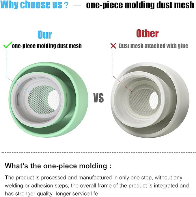 3 Pairs Replacement Ear Tips for AirPods Pro and 2nd Generation with Noise Reduction Hole, Silicone Ear Tips for AirPods Pro with Portable Storage Box and Fits in Charging Case (S/M/L, Mint Green)