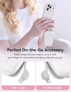 RORRY CharmGo Portable Charger, 10000mAh PD 30W Fast Charging Portable Charger Power Bank with Built-in Cables, Travel Keychain Charger Battery Pack for iPhone 17/16/15, for AirPods 2/3/4/Pro, White