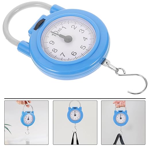 VILLCASE Portable Mechanical Luggage Scale with Hook, High Precision Hanging Spring Weight Scale for Travel and Suitcase Weighing, Blue Compact Handheld Bag Weighing Tool