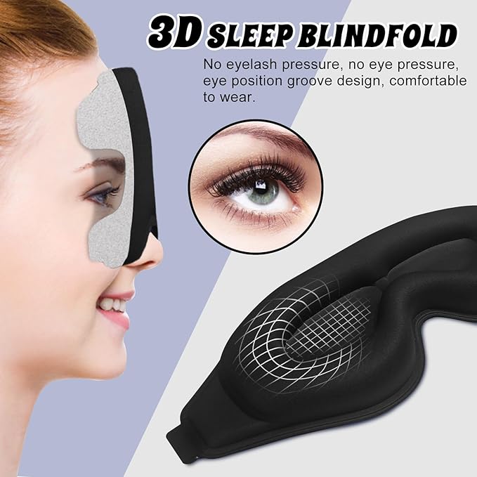 3D Advanced Eye Mask for Sleeping，Ultra Delicate Soft Skin Friendly Eye mask，100% Blackout Sleep Eye Mask for Sleep, Eyelash Extension Sleep mask