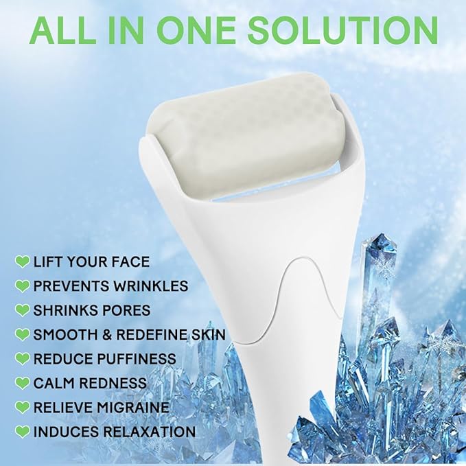 Fronnor Ice Roller for Face,Eyes,Facial Massager Tool,Soothing Skin Care Tool,Cooling Skincare Device for Puffiness,At-Home Spa Gift for Women(White)