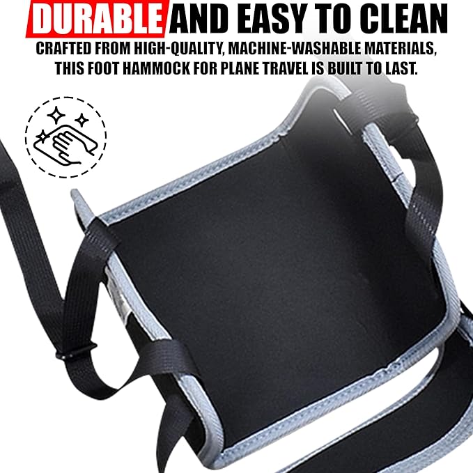 Airplane Foot Rest - Portable Foot Hammock for Plane Travel, Comfortable Airplane Footrest for Long Flights, Swelling Relief - Travel Essential