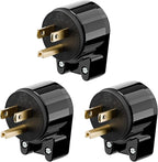 (3PACK) ETL Listed 90 Degree USA Canada Male Plug Nema 5-15P 3 Pole Angle DIY Plug, 15A 125V USA 3Pin Right Angle AC Plug