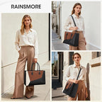 RAINSMORE Laptop Tote Bag for Women 15.6 Inch Large Women Work Bags Waterproof Business Office Teacher Bag Computer Briefcase