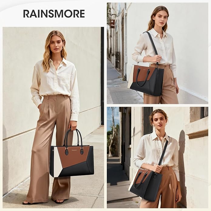 RAINSMORE Laptop Tote Bag for Women 15.6 Inch Large Women Work Bags Waterproof Business Office Teacher Bag Computer Briefcase