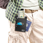 Shacke Hidden Travel 2 in 1 Belt Wallet Black Neck/Belt Hybrid Wallet w/RFID Blocker - Neck Pouch Passport Holder