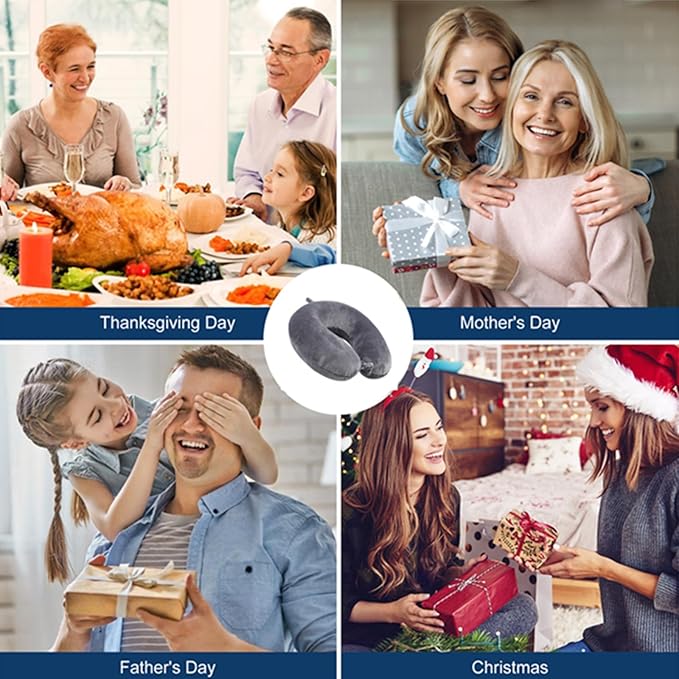GDEOUP Travel Pillow 100% Pure Comfortable U Shape Memory Foam Pillows Neck and Head Support Portable Travel Neck Pillow Suitable for Planes Airplane for Traveling,Train,Self-Drivingng Car,(Grey)
