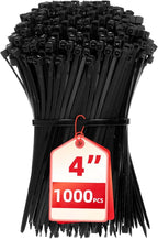 Zip Ties 4 inch, 1000 Pack Small Zip Ties, Self-Locking Nylon Cable Ties with 18 lbs Tensile Strength,Wire Ties for indoor and outdoor use.