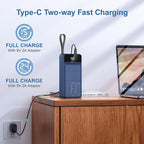 Portable Charger Power Bank 60000mAh Fast Charging 22.5W PD4.0 & QC 4.0 with USB C Battery Pack Charger Portable High Capacity Portable Phone Charger Power Bank for iPhone, Samsung, Travel (Blue)