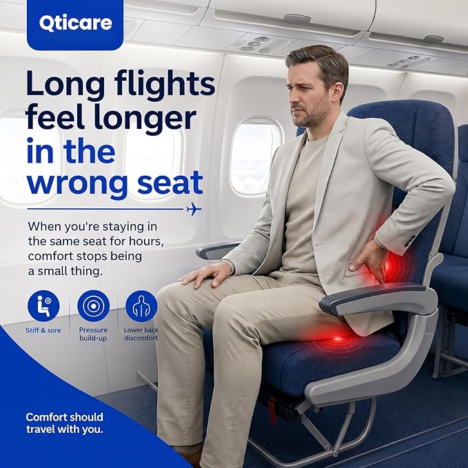 Airplane Seat Cushion, Inflatable Travel Cushion for Long Flights, Portable Travel Seat Cushion with Built-in Press Pump