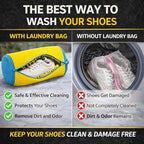 Shoe Washing Machine Bag for Sneakers, 360° Deep Clean Chenille Microfiber Laundry Bag with Hidden Zipper, Reusable Shoe Wash Protector for Running & Tennis Shoes (Yellow)