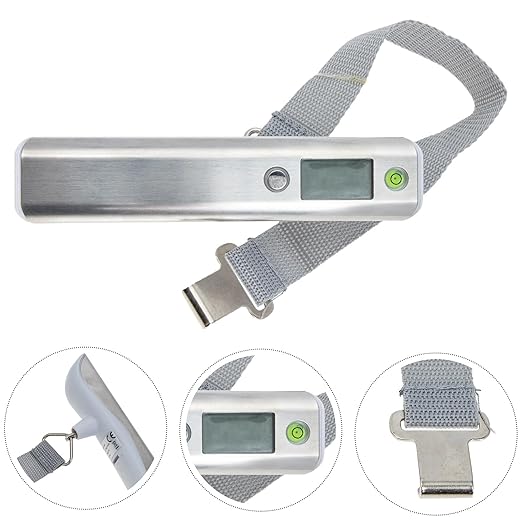 Digital Luggage Scale with Measuring Tape Multifunction Handheld Electronic Weighing Scale for Suitcase Travel Portable 50kg Capacity