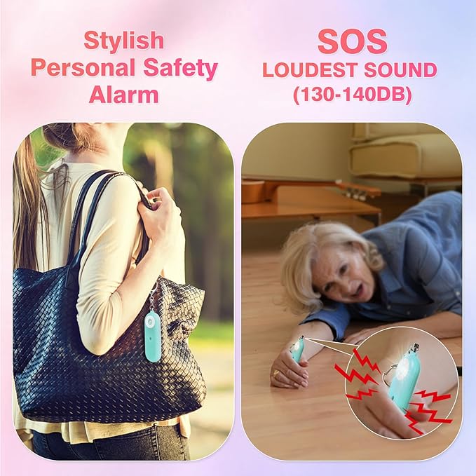 MtMinn Personal Safety Alarm for Women - 130dB Self Defense Keychains Siren Whistle, Replaceable Battery with SOS LED Strobe Light - Emergency Security Safe Protection Devices for Kids Elderly