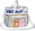 MAY TREE Clear Bag for Stadium Events 12×6×12 Clear Tote Lunch Bag with Reinforced Straps for Work, Sporting Events and Gym, White