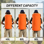 MIER Large Duffle Backpack Sports Gym Bag with Shoe Compartment, Heavy Duty and Water Resistant, Orange, 60L