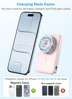 golioklsy for Magsafe Portable Charger,10000mAh Power Bank with Type-C 20W PD Fast Charging, Lightweight and Slim, LED Display for Magsafe Battery Pack for iPhone 17/16/15/14 All Series, Pink