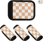 4 PC Luggage Handle Wrap Luggage Handle Covers Tags for Suitcase Bags Travel Luggage Handle Identifier Gripper Checkered Orange and White