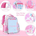 RHCPFOVR Kids Backpack for Girls - Girls Backpack 3-8 Ages Butterfly for Kids 15 Inch School Bookbag for Kindergarten Elementary School Bookbag for Girl 1st 2nd Grade