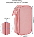 CAAORDKSO Electronic Cable Organizer Bag, Travel Electronic Accessories Carry Case Portable Waterproof Double Layers Storage Bag for Cable, Cord, Charger, Power Bank, Earphone (Light Pink, Medium)