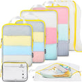 PFEYRPK Lightweight Compression Packing Cubes for Suitcases, Compressible Expandable Travel Packing Organizer with Clear Toiletries and Backpack Bag, Travel Essentials for Carry on Luggage 7 Set