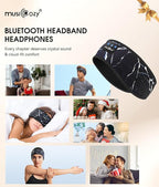 MUSICOZY Sleep Headphones Bluetooth 5.4 Headband, Wireless Earphones Music Sleep Earbuds Sleeping Eye Mask with HD Stereo Speakers for Workout Running Travel Yoga, Ideal Gifts (Marbling Black)