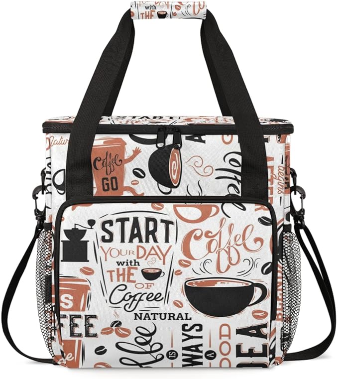 Coffee Maker Travel Bag Compatible with K-Mini or K-Mini Plus, Single Serve Coffee Brewer Carrying Case with Multiple Pockets for K-Cup Pods, Storage Bag With Shoulder Strap