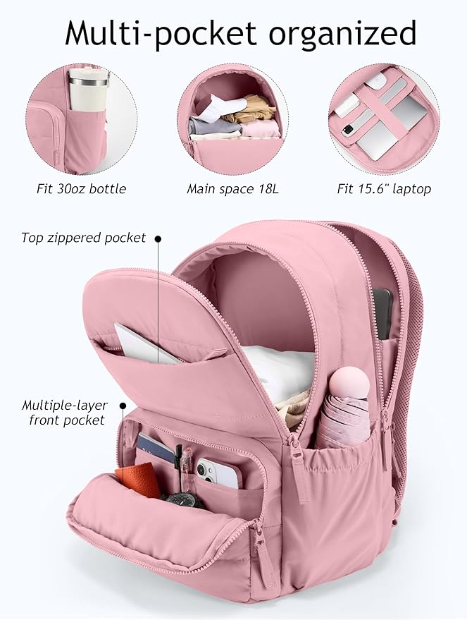 Uselike Travel Backpack for Women, 15.6 Inch Laptop Backpack, Quilted College Bookbag, Cute Work Backpacks, Water Resistant