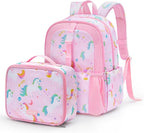 mommore Kids Backpack for Boys Girls 4-8 Kindergarten Elementary School Backpack with Lunch Box - 15” H Fit Folder