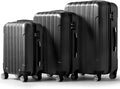3 Piece Luggage Sets, Lightweight ABS Suitcase with 4 Spinner Wheels ＆ TSA Locks, Hardside Carry On Luggage Durable Suitcase Set for Family Travel Business - Black, 20/24/28