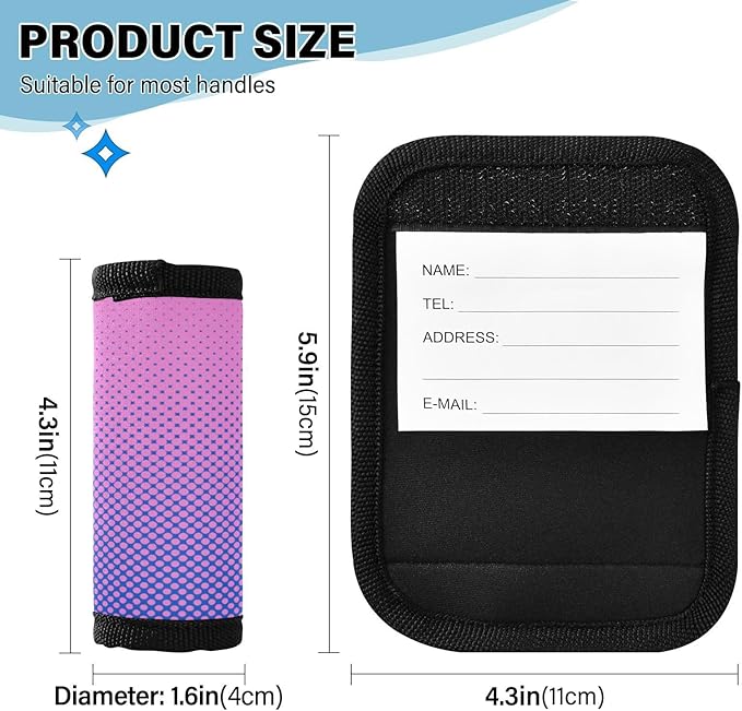 4Pcs Luggage Handle Wrap Suitcase Identifier Handle Covers Tags Soft Travel Bags Luggage Handle Gripper Accessories for Airplane Flying Dot Brightly Colored