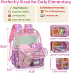 Bagseri Clear Backpack for Girls - 15 Inch Heavy Duty Kids Clear Bookbag for Kindergarten to Grade 2, Transparent School Bag with Reflective Strip, Fits Folders, Purple Unicorn